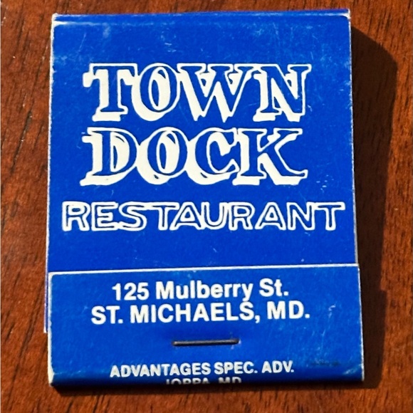 Vintage Matchbook Town Dock Restaurant St Michaels Maryland MD Matches Mulberry - Picture 1 of 12